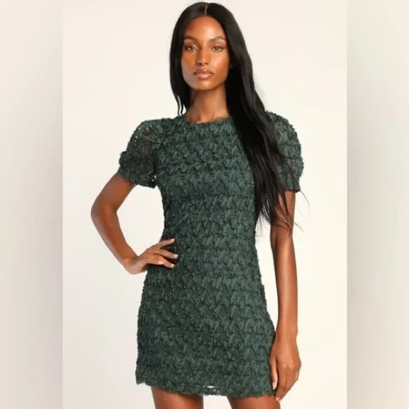 green emerald velvet dress Dark Green Scoop Neck Satin Dress With Mesh Corset Back And Seamline D